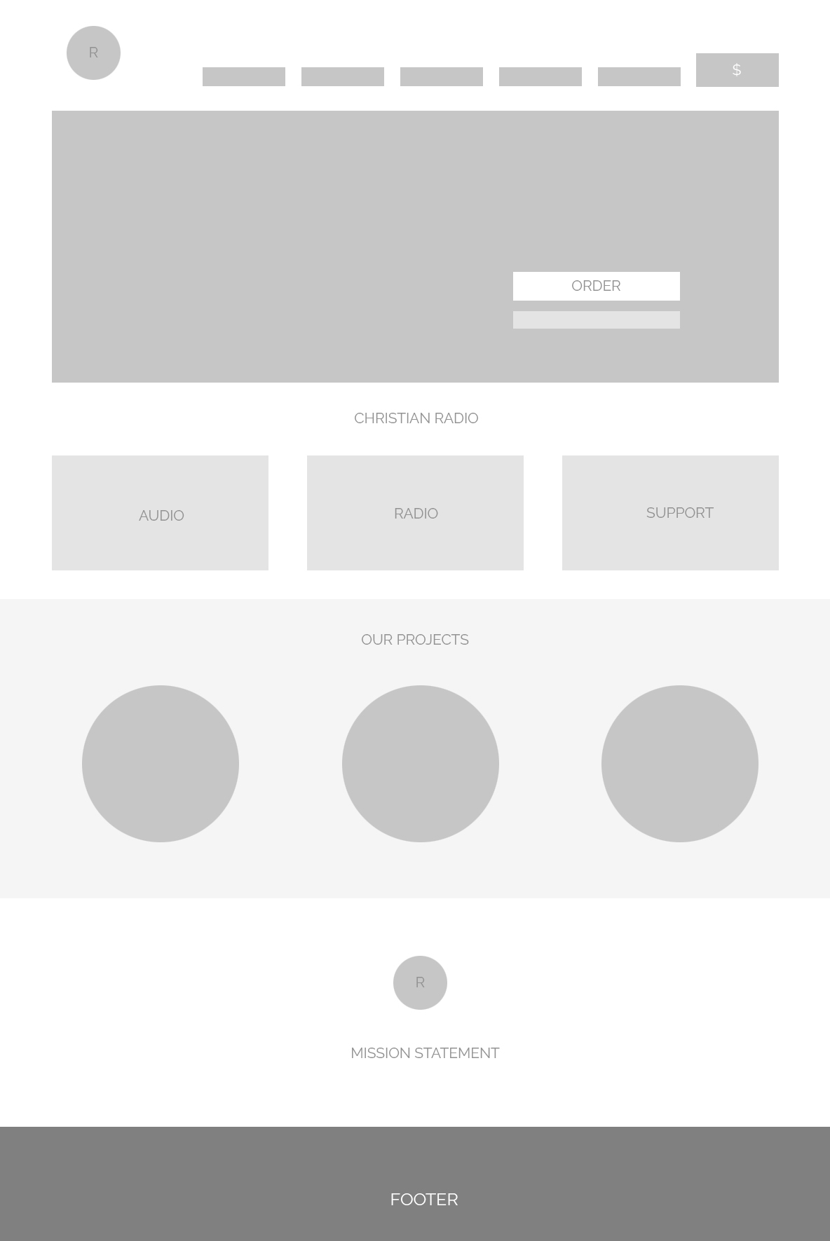 Wireframe of the Home Page